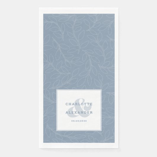 Moderne Hochzeit dusty Blue Bridge & Groom Pattern Serviette (Vorderseite)