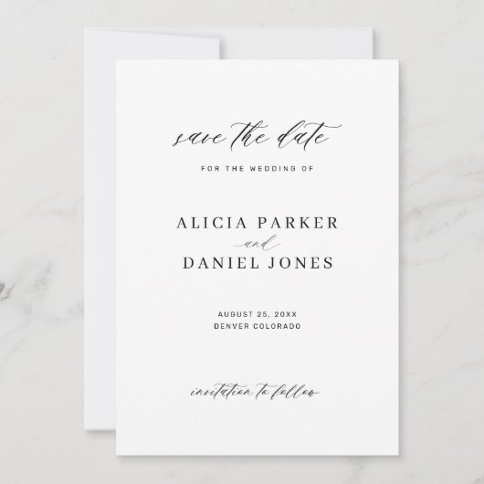 Moderne Hochzeit einfacher Schriften Save The Date (Vorderseite)