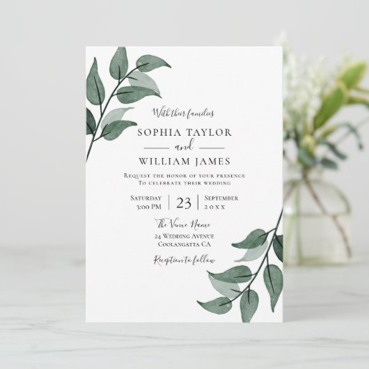 Moderne Hochzeit Einladung (Stehend Vorderseite)