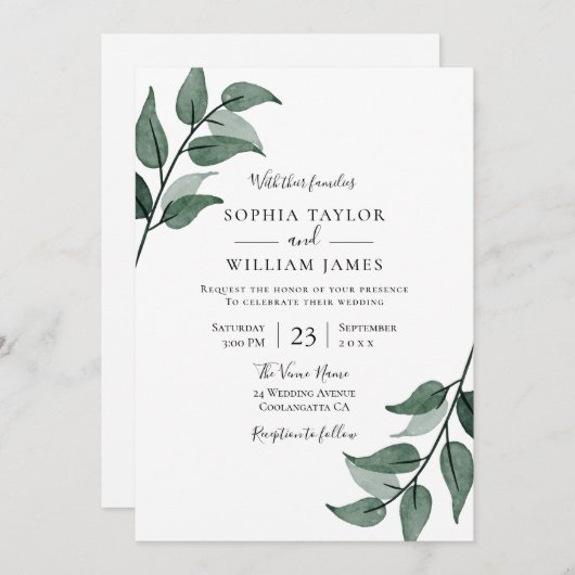 Moderne Hochzeit Einladung (Vorne/Hinten)