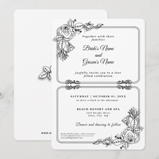 Moderne Hochzeit Einladung (Vorne/Hinten)