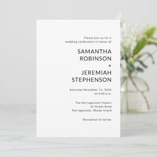 Moderne Hochzeit Einladung (Stehend Vorderseite)