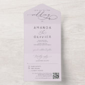 Moderne Hochzeit Elegante Chic Calligraphy Lavende All In One Einladung (Innen)