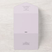 Moderne Hochzeit Elegante Chic Calligraphy Lavende All In One Einladung (Außenbereich)