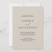 Moderne Hochzeit Elegante Taupe & Black Einladung (Vorderseite)