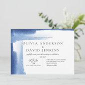 Moderne Hochzeit Eleganter Blue Ocean Beach Hochze Einladung (Stehend Vorderseite)