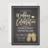 Moderne Hochzeit Elegantes Gold Foil Ananas Paar Einladung (Vorderseite)