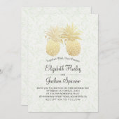 Moderne Hochzeit Elegantes Gold Foil Ananas Paar Einladung (Vorne/Hinten)