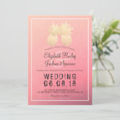 Moderne Hochzeit Elegantes Gold Foil Ananas Paar Einladung (Stehend Vorderseite)