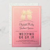 Moderne Hochzeit Elegantes Gold Foil Ananas Paar Einladung (Vorne/Hinten)