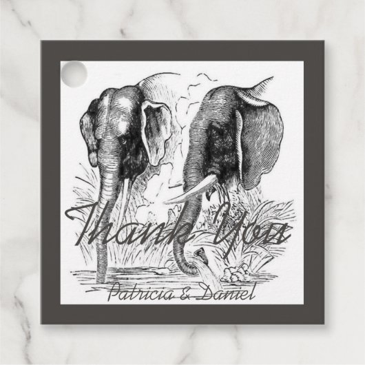 Moderne Hochzeit Elephant Vielen Dank Geschenkanhänger (Vorderseite)