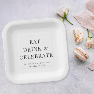 Moderne Hochzeit Feiern Essen Trinken Pappteller
