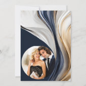 Moderne Hochzeit - Foto-Blau Weiß und Gold- Save The Date (Rückseite)