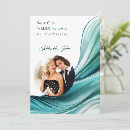 Moderne Hochzeit - Foto-Grün-Grün-Save the Date- Save The Date (Stehend Vorderseite)