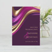 Moderne Hochzeit - Foto-Lila Fuchsia und Gold- Save The Date (Stehend Vorderseite)