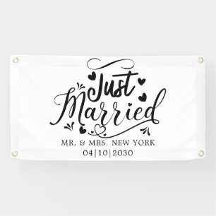 Moderne Hochzeit Frisch Vermählt Auto Banner