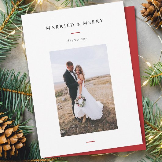 Moderne Hochzeit & Fröhliche Foto Feiertagskarte