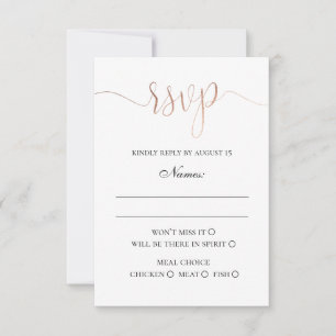 Moderne Hochzeit Gold. Elegant, schlicht minimalis RSVP Karte