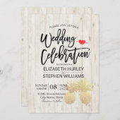 Moderne Hochzeit Goldene Ananas Ehepaar Rustikales Einladung (Vorne/Hinten)