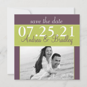 Moderne Hochzeit Grün Lila Save-the-Date-Karte Save The Date