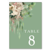 Moderne Hochzeit grüner Blumen Tischnummer (Rückseite)