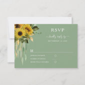 Moderne Hochzeit grüner Sonnenblumen RSVP Karte (Vorderseite)