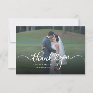 Moderne Hochzeit Handgeschriebene Foto Dankeskarte