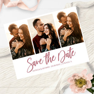 Moderne Hochzeit - Heiratsdatum merken - 3-Foto-Co Postkarte