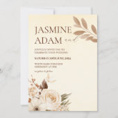 Moderne Hochzeit im Boho Blumen Herbst Einladung (Vorderseite)