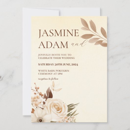 Moderne Hochzeit im Boho Blumen Herbst Einladung (Vorderseite)