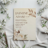 Moderne Hochzeit im Boho Blumen Herbst Einladung