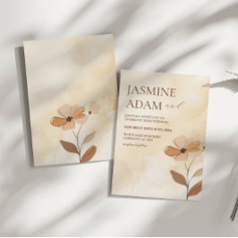 Moderne Hochzeit im Boho Blumen Herbst Einladung