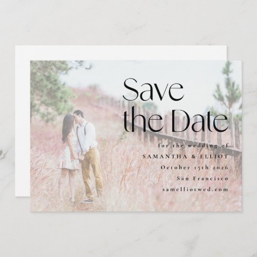 Moderne Hochzeit im eleganten Foto Save The Date (Vorne/Hinten)