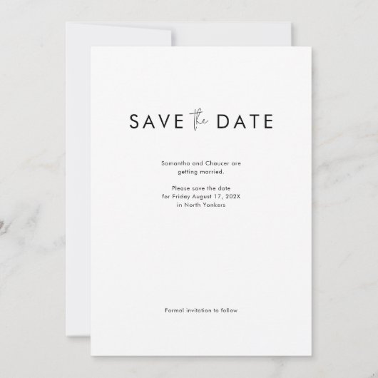 Moderne Hochzeit im eleganten Foto Save The Date (Rückseite)