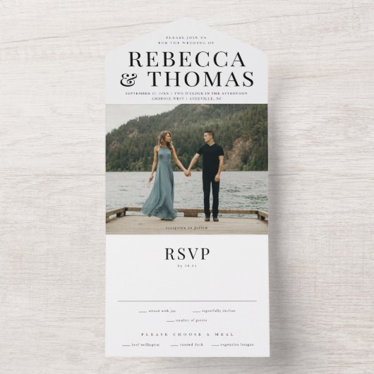 Moderne Hochzeit im Foto All In One Einladung (Innen Boden)