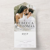 Moderne Hochzeit im Foto All In One Einladung (Innen Boden)