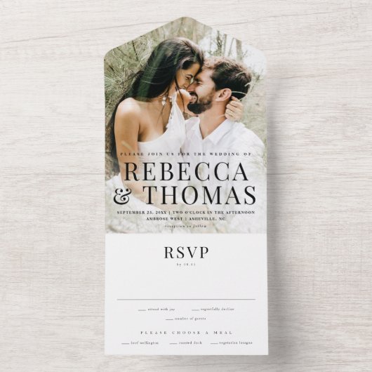 Moderne Hochzeit im Foto All In One Einladung (Innen Boden)