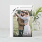 Moderne Hochzeit im Foto Dankeskarte (Stehend Vorderseite)