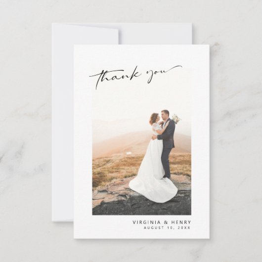 Moderne Hochzeit im Foto Dankeskarte (Vorderseite)