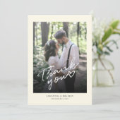 Moderne Hochzeit im Foto Dankeskarte (Stehend Vorderseite)