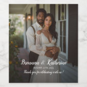 Moderne Hochzeit im Foto Weinetikett (Einzelnes Label)