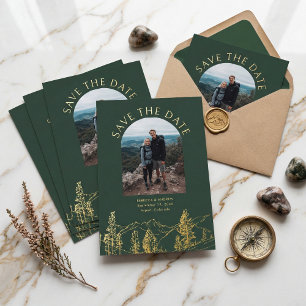 Moderne Hochzeit im Gebirge - Save-the-Date-Karten Folieneinladung