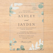 Moderne Hochzeit im Grünen Acryleinladungen (Vorderseite)