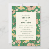 Moderne Hochzeit im Grünen Rosa Sommergarten Einladung (Vorderseite)