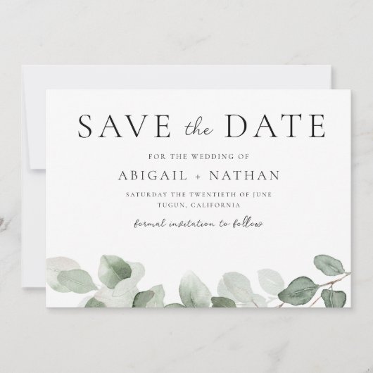 Moderne Hochzeit im Grünen Save The Date (Vorderseite)