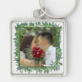 Moderne Hochzeit im Grünen Schlüsselanhänger