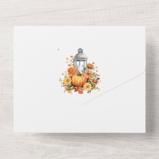 Moderne Hochzeit im Herbst All In One Einladung (Rückseite)