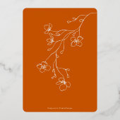 Moderne Hochzeit im Herbst in Orangetönen Folieneinladung (Rückseite)