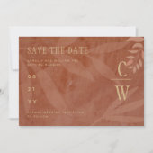 Moderne Hochzeit im Herbst Terracotta Gold Blätter Save The Date (Vorderseite)