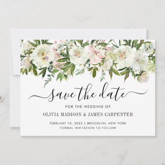 Moderne Hochzeit im Herbst Weißer Blumengewässer Save The Date (Vorderseite)